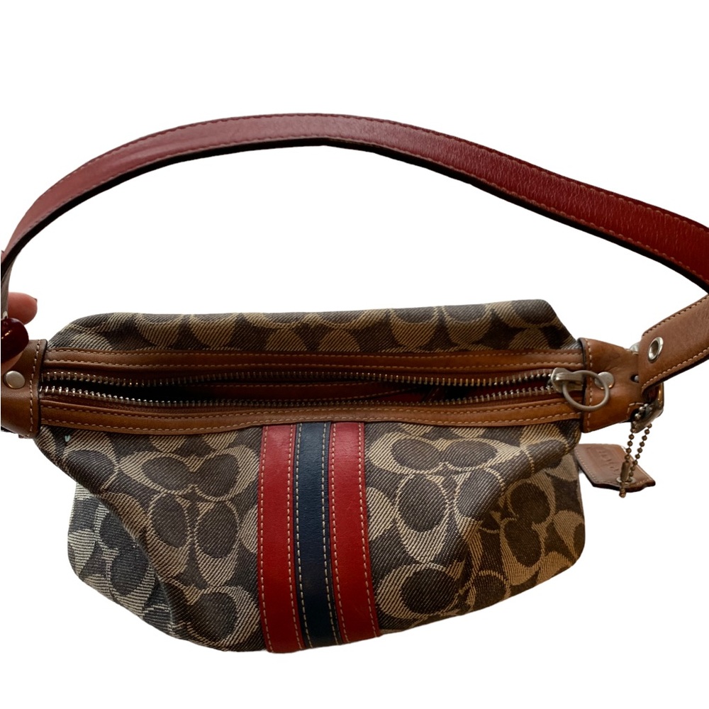COACH hobo blue red strip bag